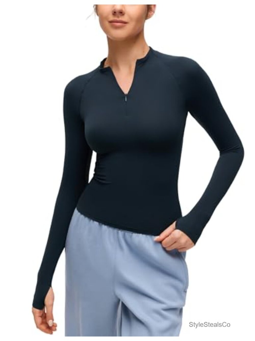 Softembrace Half Zip Long Sleeve Top Women's Yoga Athletic Fitted